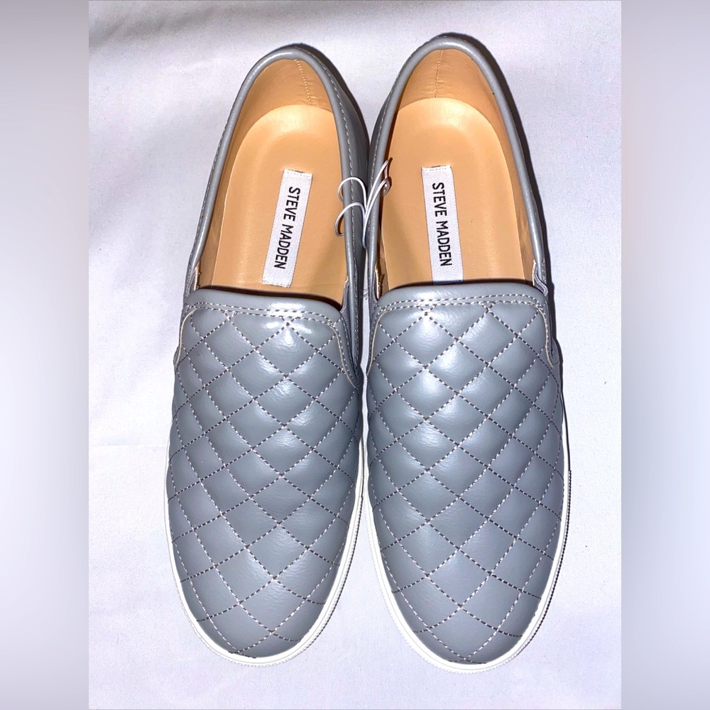 Steve Madden Ecentrcq Quilted Slip Ons Sneaker Light Grey Size 11